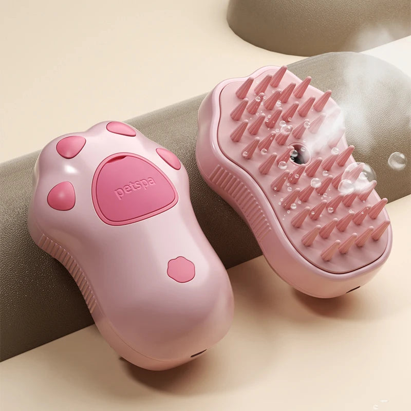 Electric Steam Brush – 3-In-1 Pet Grooming Comb with Water Spray for Cats and Dogs, USB Rechargeable