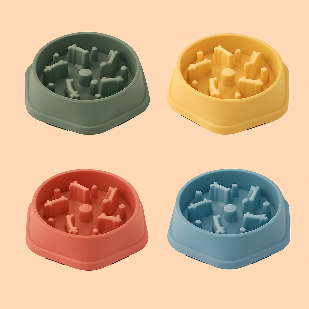 Strawberry Paws Slow Feeder Bowl – Fun Shapes, Healthier Meals