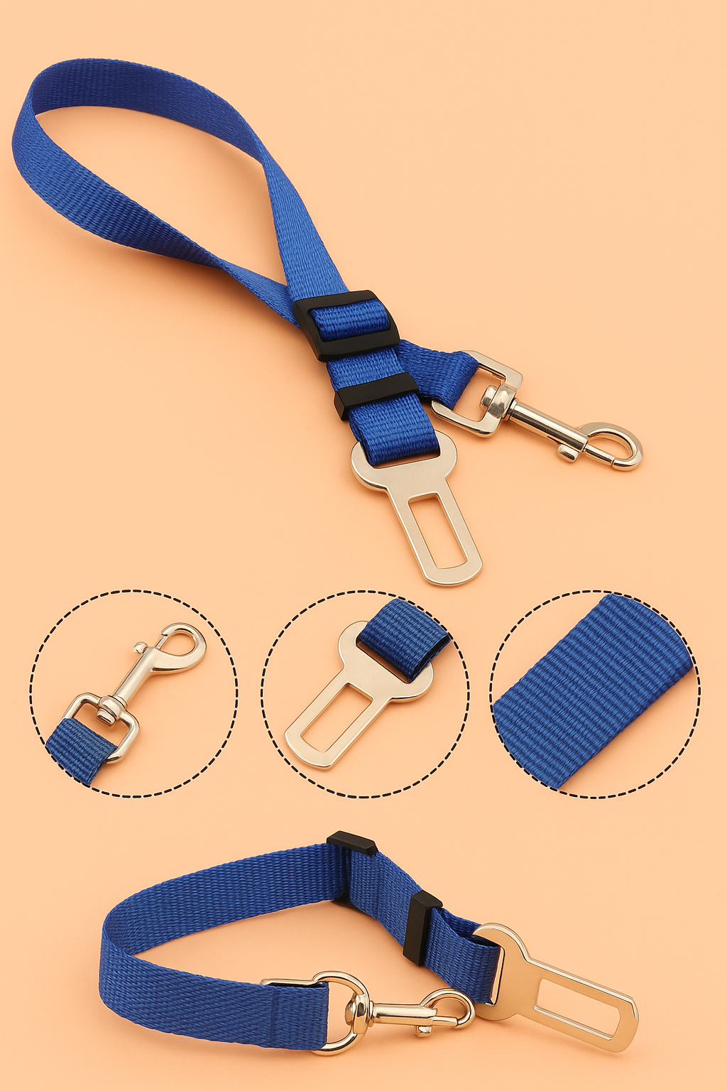 Strawberry Paws Adjustable Dog Car Seatbelt – Travel Safely, Ride Comfortably!