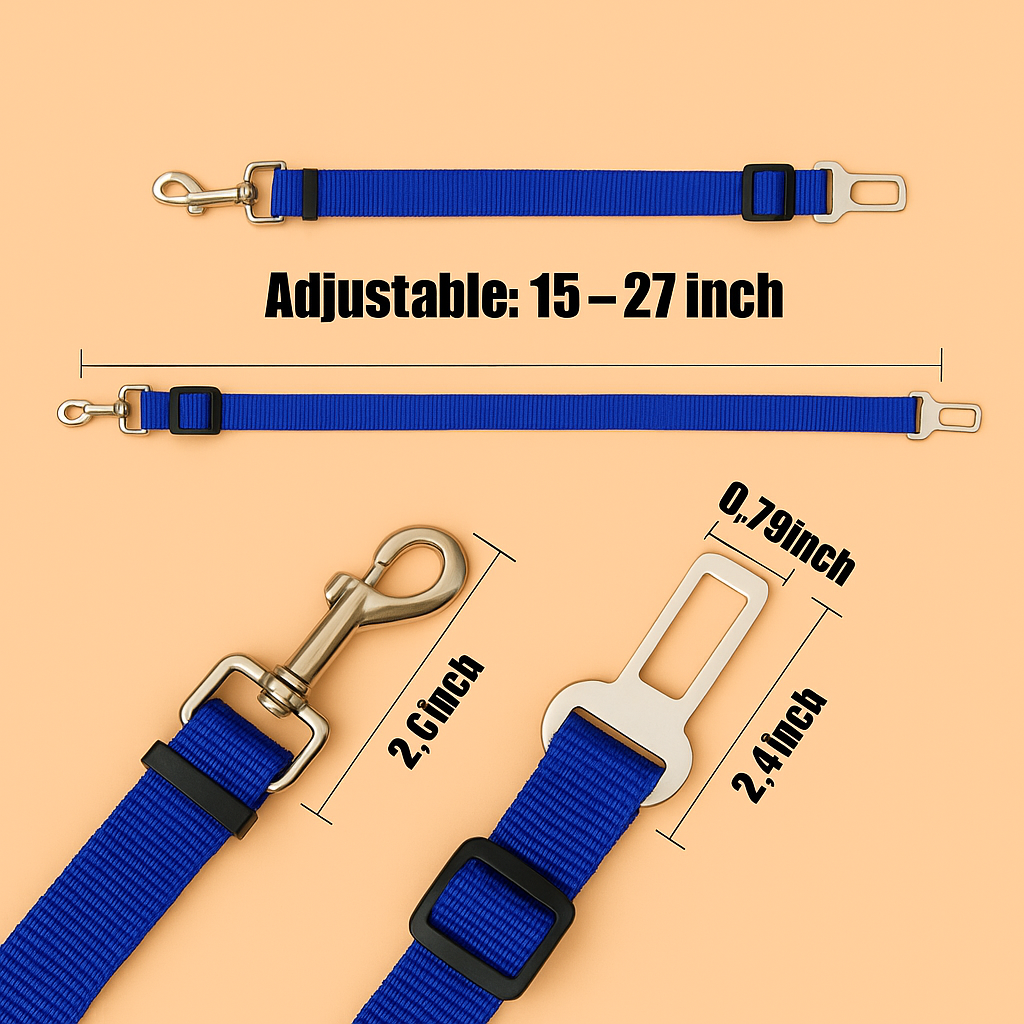 Strawberry Paws Adjustable Dog Car Seatbelt – Travel Safely, Ride Comfortably!