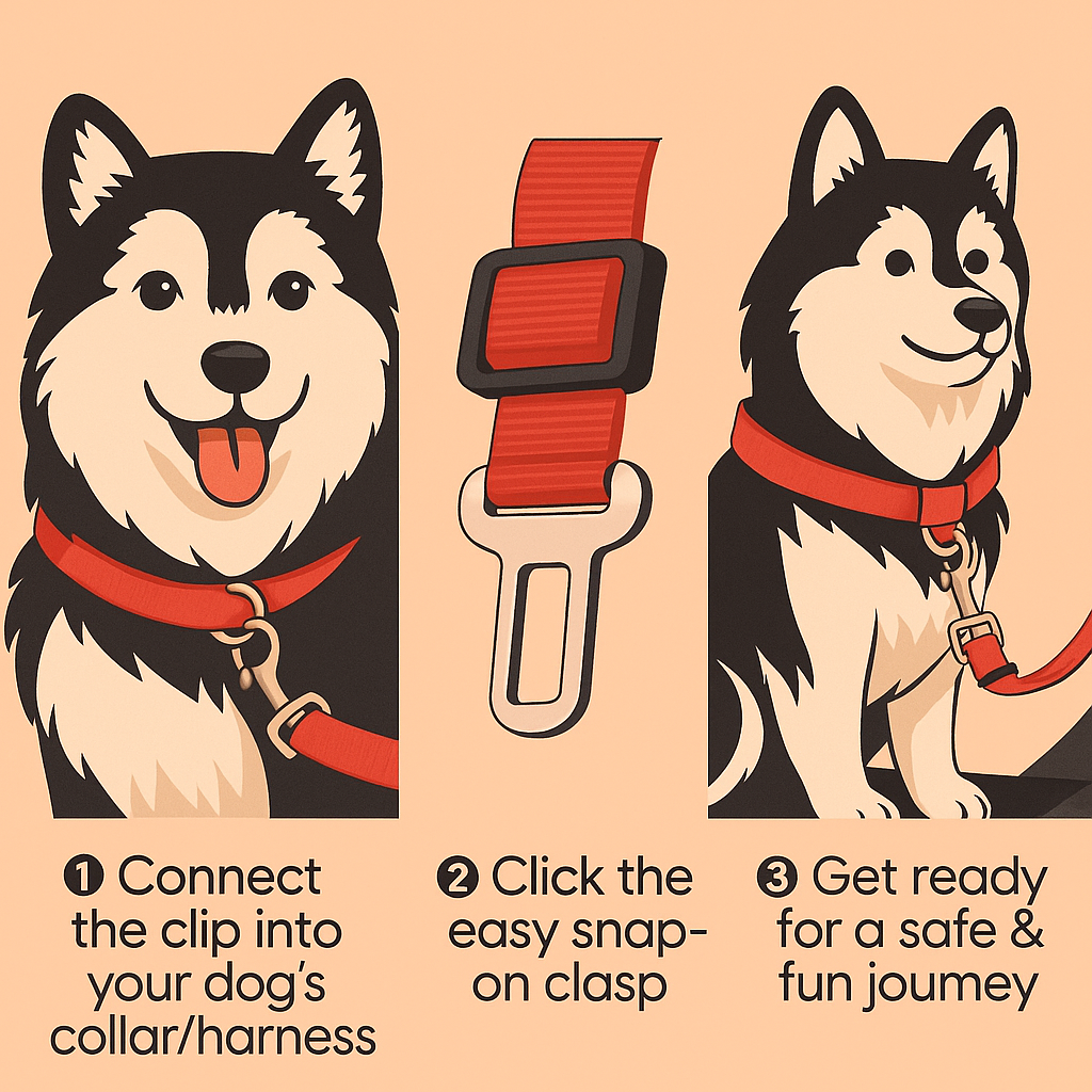 Strawberry Paws Adjustable Dog Car Seatbelt – Travel Safely, Ride Comfortably!