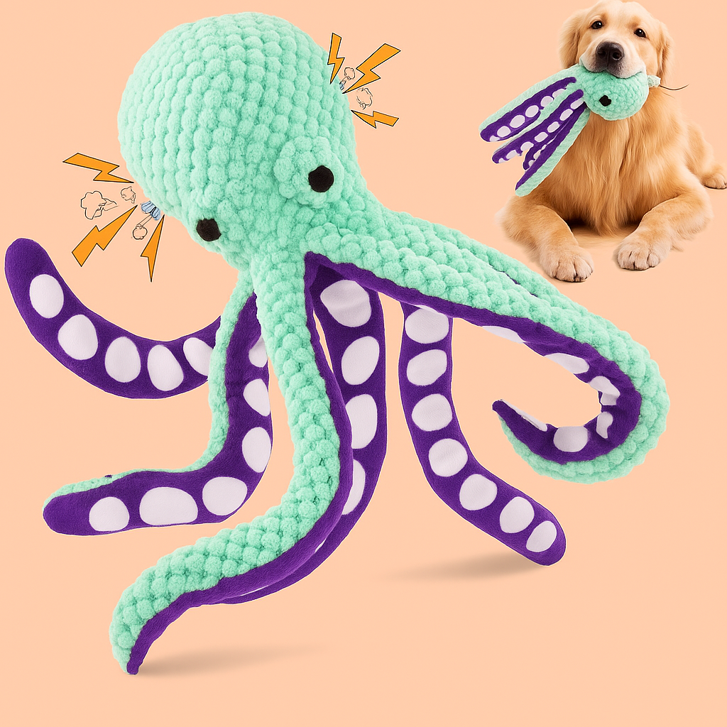 Strawberry Paws™ Squeaky OctoBuddy – Tentacles of Fun Await!