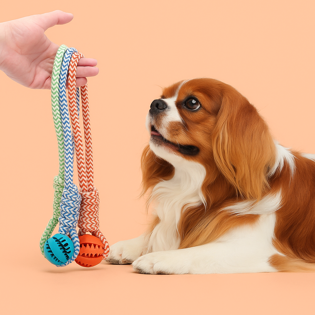 Strawberry Paws™ Tug &amp; Treat Rope Ball – Chew, Clean, and Play All Day!