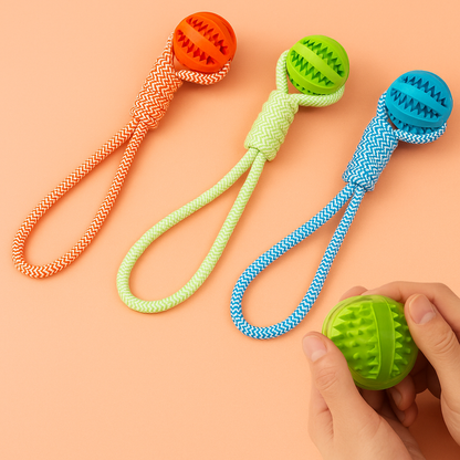Strawberry Paws™ Tug &amp; Treat Rope Ball – Chew, Clean, and Play All Day!