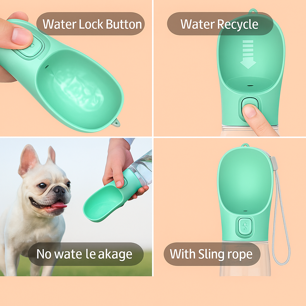Strawberry Paws™ Sip &amp; Stroll Portable Pet Water Bottle – Hydration On the Go!