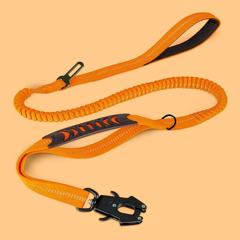 Strawberry Paws™ Tactical Bungee Dog Leash – Built for Control & Comfort