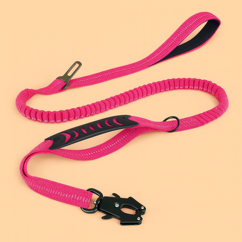 Strawberry Paws™ Tactical Bungee Dog Leash – Built for Control & Comfort