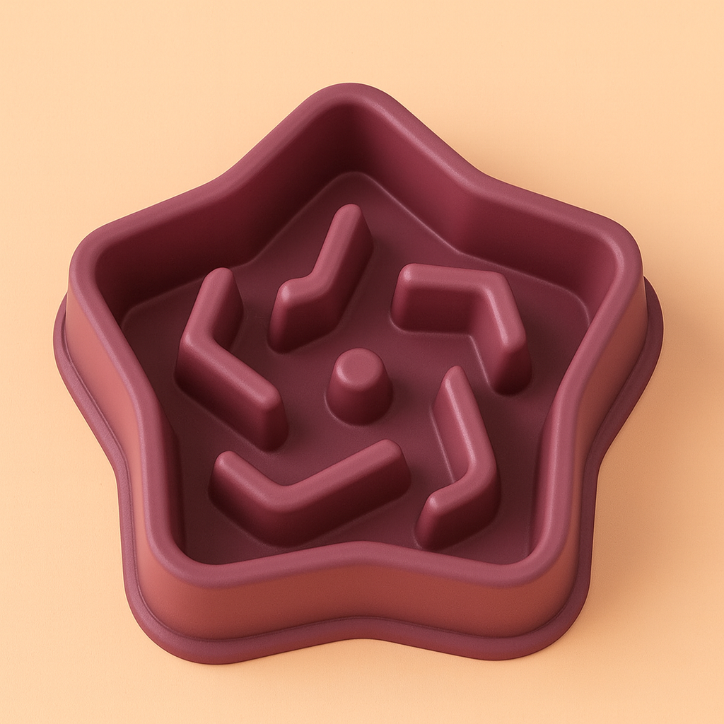 Strawberry Paws Slow Feeder Bowl – Fun Shapes, Healthier Meals