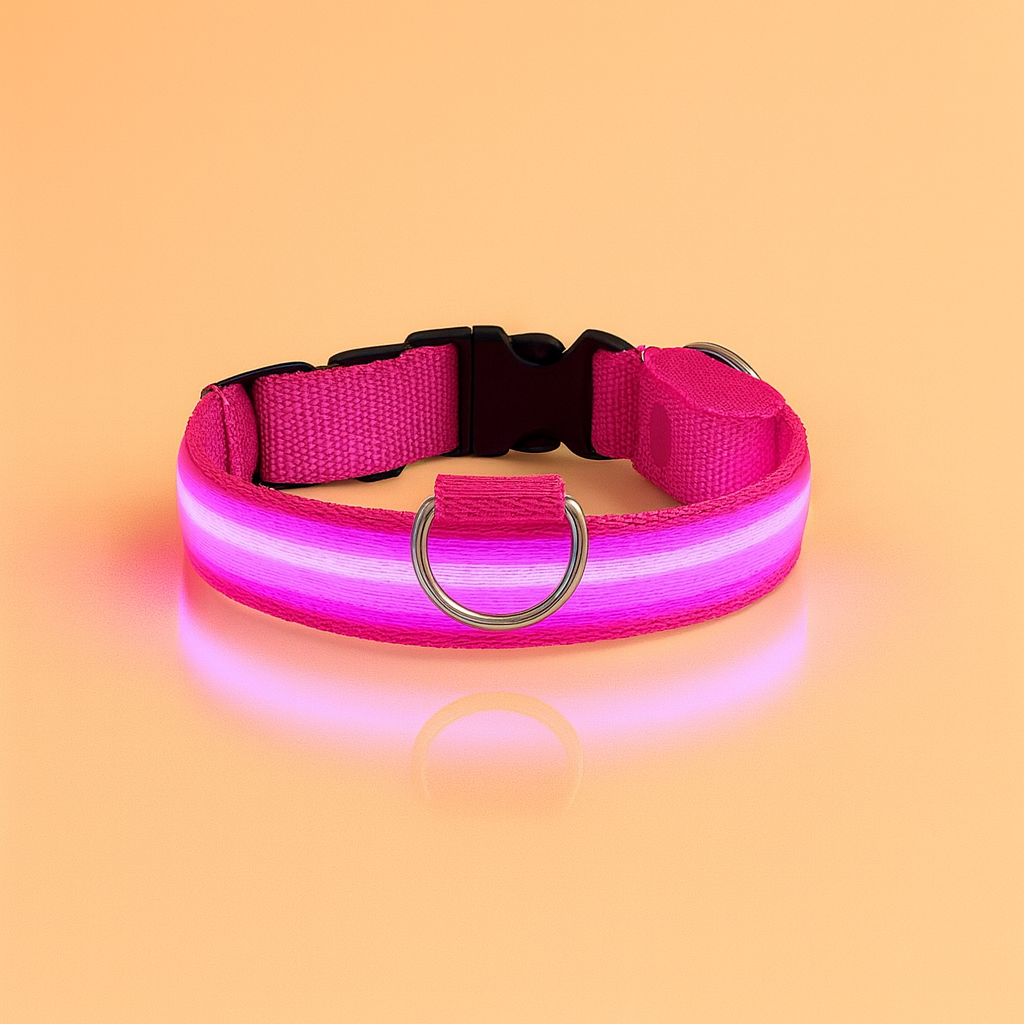 Strawberry Paws Glow-Up LED Dog Collar – Light Up Every Walk!