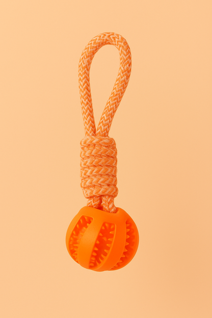 Strawberry Paws™ Tug &amp; Treat Rope Ball – Chew, Clean, and Play All Day!