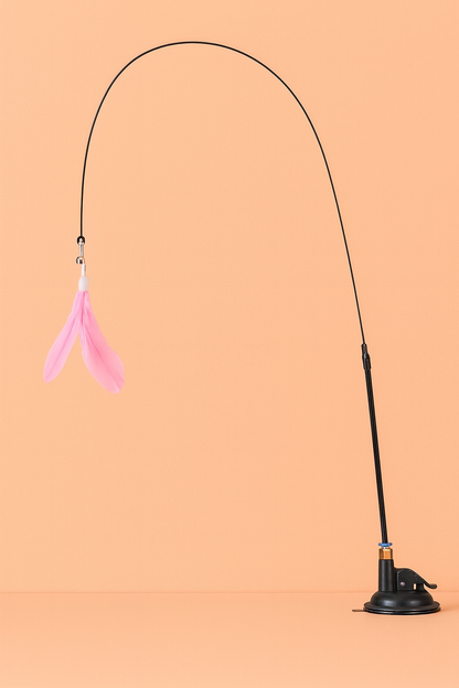 Strawberry Paws™ FeatherWhirl Cat Teaser – Stick, Swing &amp; Pounce!