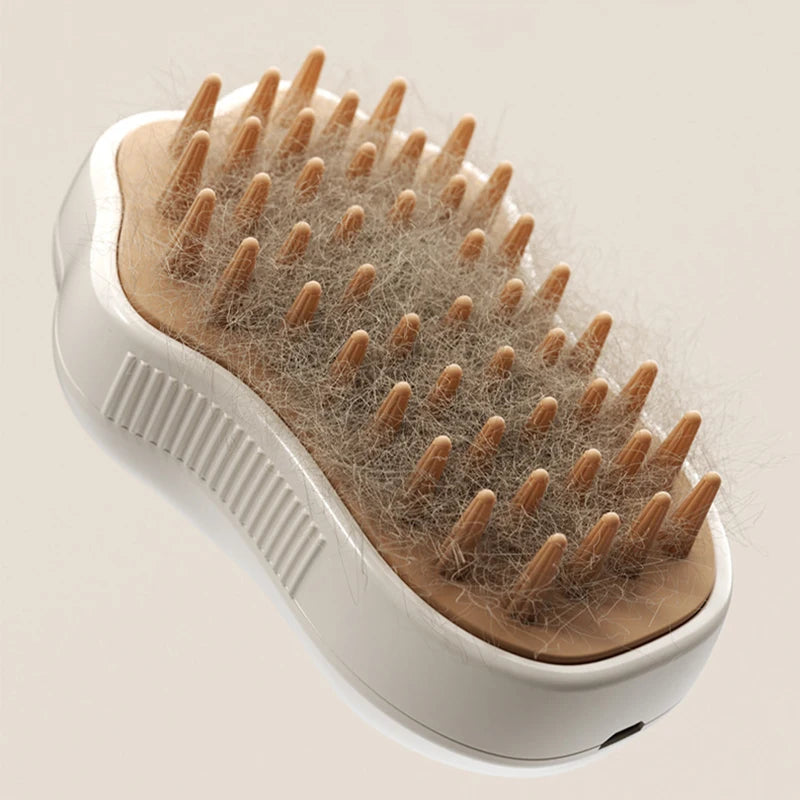 Electric Steam Brush – 3-In-1 Pet Grooming Comb with Water Spray for Cats and Dogs, USB Rechargeable
