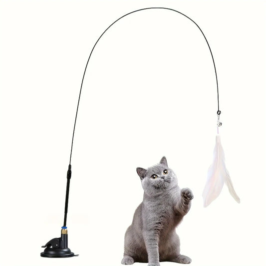 Strawberry Paws™ FeatherWhirl Cat Teaser – Stick, Swing &amp; Pounce!