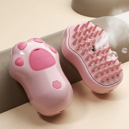 Electric Steam Brush – 3-In-1 Pet Grooming Comb with Water Spray for Cats and Dogs, USB Rechargeable